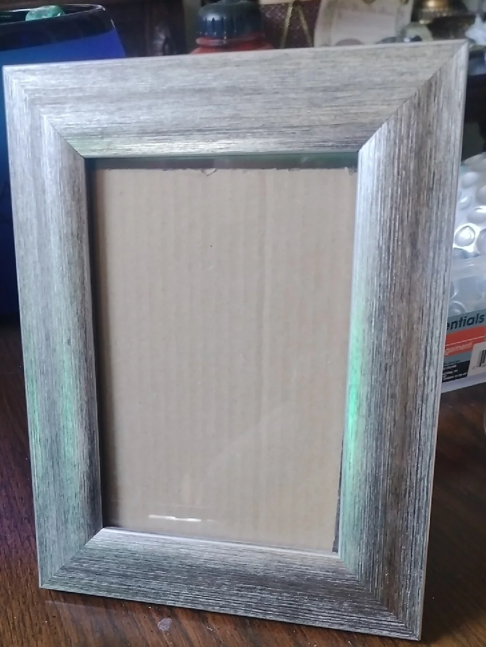 Neutral Wood-Textured Brush Silver Picture Frame